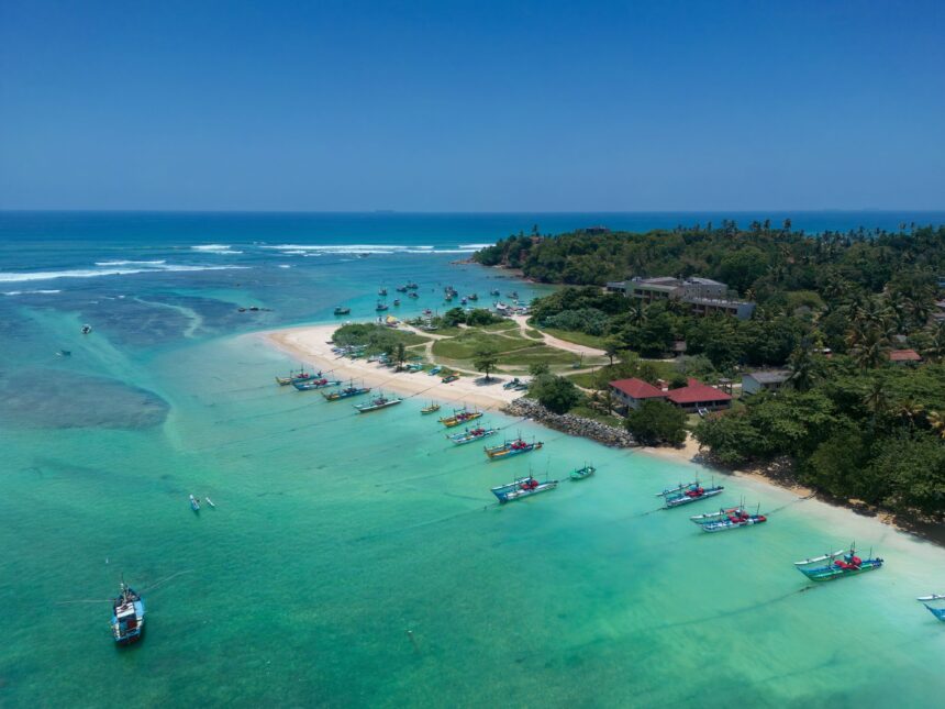 Sri Lanka south coast with crystal clear water and beautiful beaches
