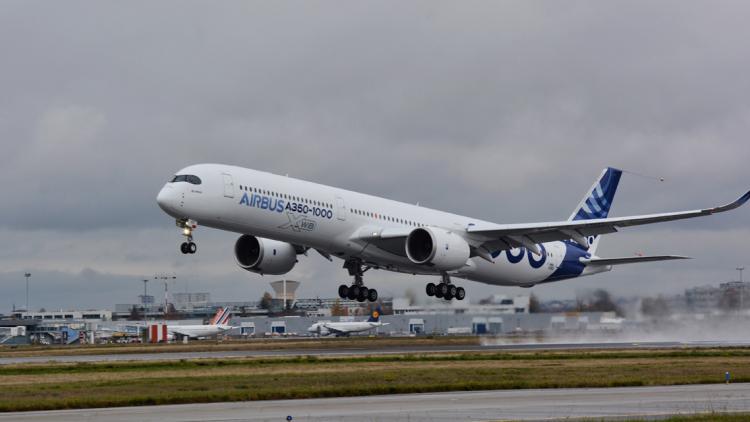 An Airbus A350-1000 taking flight