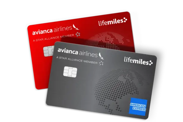 Avianca lifemiles credit cards in red and grey