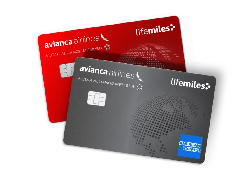 Avianca lifemiles credit cards in red and grey