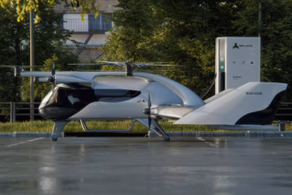 Computer render of the ePlane Company's e200X eVTOL aircraft in standard livery.