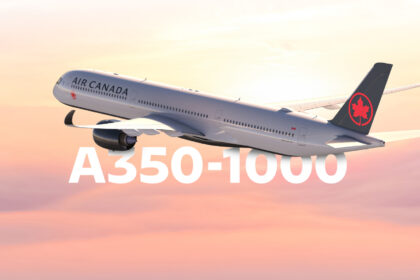Physical overview of the exterior of the long-haul A350-1000 aircraft cruising at altitude.