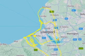 The flight route shown on Flight Radar 24