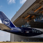 Lufthansa's Airbus A350-1000 aircraft coming out of the Toulouse paint shop.