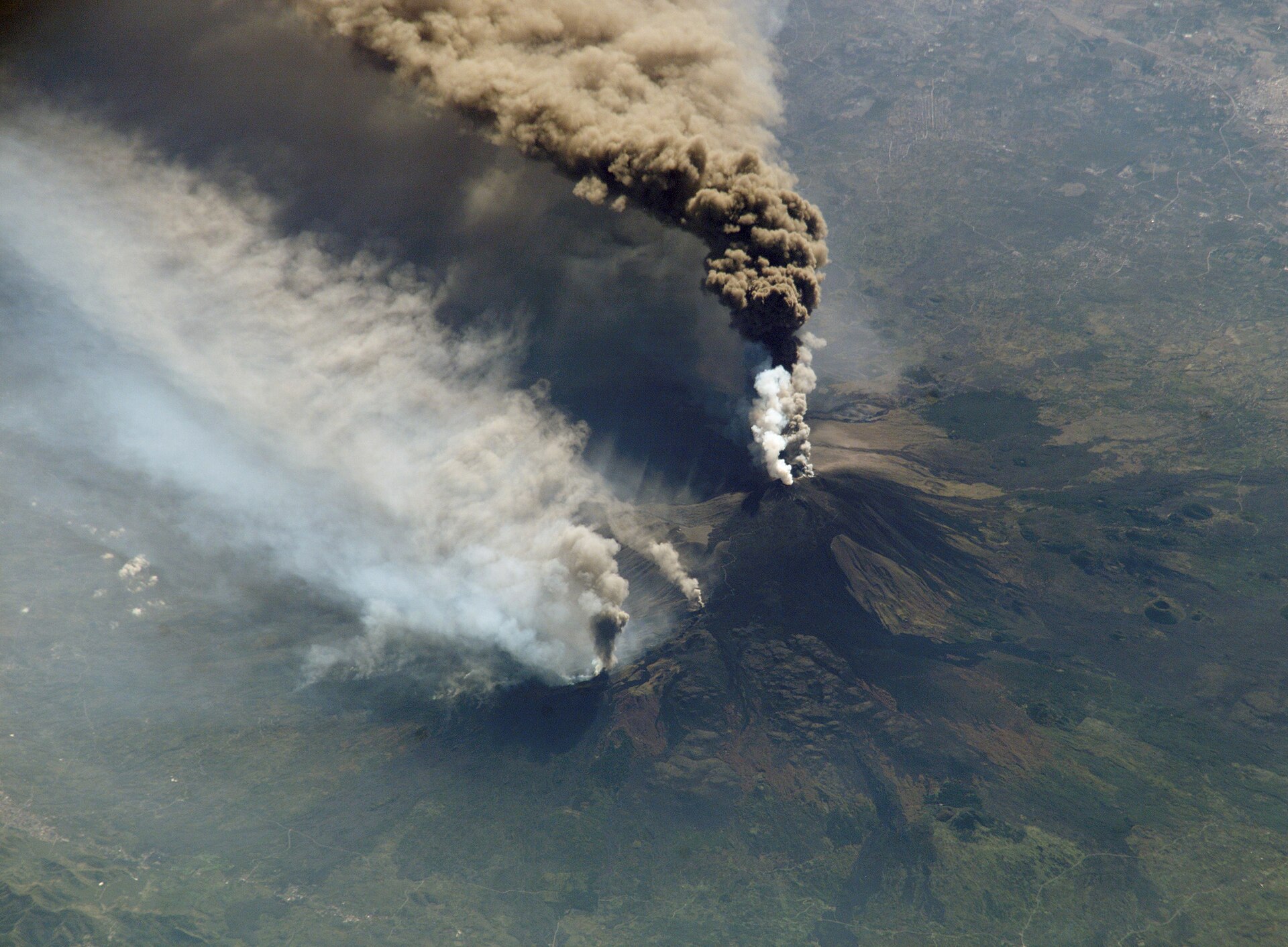 Mount Etna eruption seen from the International Space Station.
