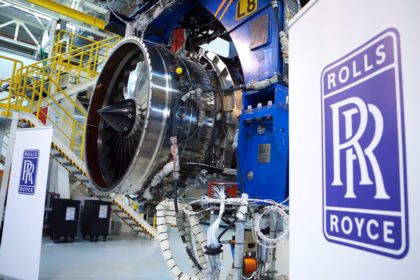 A BR700-725 jet engine is seen at the assembly line of the Rolls-Royce Germany plant in Dahlewitz near Berlin, Germany.