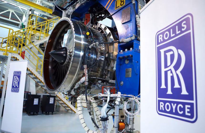 A BR700-725 jet engine is seen at the assembly line of the Rolls-Royce Germany plant in Dahlewitz near Berlin, Germany.