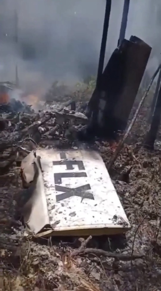 Devastating wreckage of plane crash