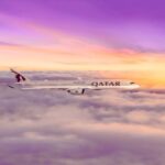 A Qatar Airways Boeing 777-200LR departing on a long-haul flight
