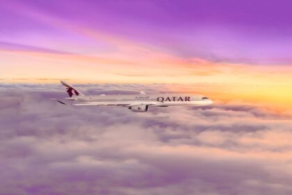 A Qatar Airways Boeing 777-200LR departing on a long-haul flight