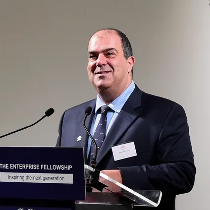 easyJet Founder Sir Stelios Haji-Ioannou speaking at The King's Trust Enterprise Fellowship.