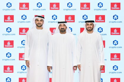 Senior officials face the media as part of the partnership between Crypto.com and Emirates.