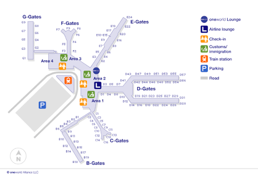Schipol Airport map of its terminal and gates.