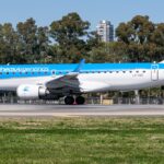 Aerolíneas Argentinas Embraer ERJ aircraft, registration LV-CDZ, taxiing on runway.