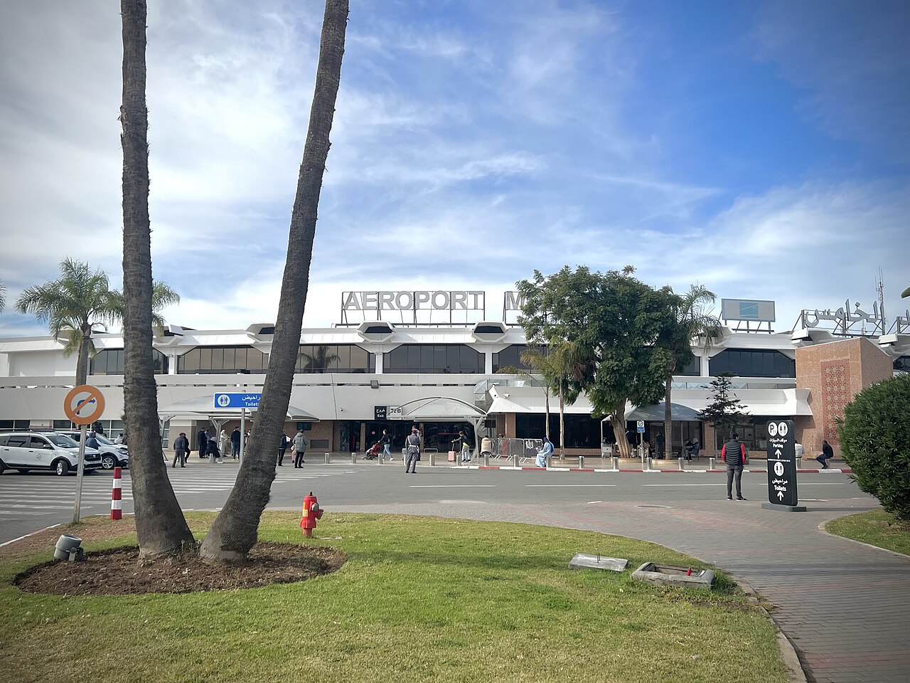 The front entrance of the Mohammed V International Airport in Casablanca, Morocco