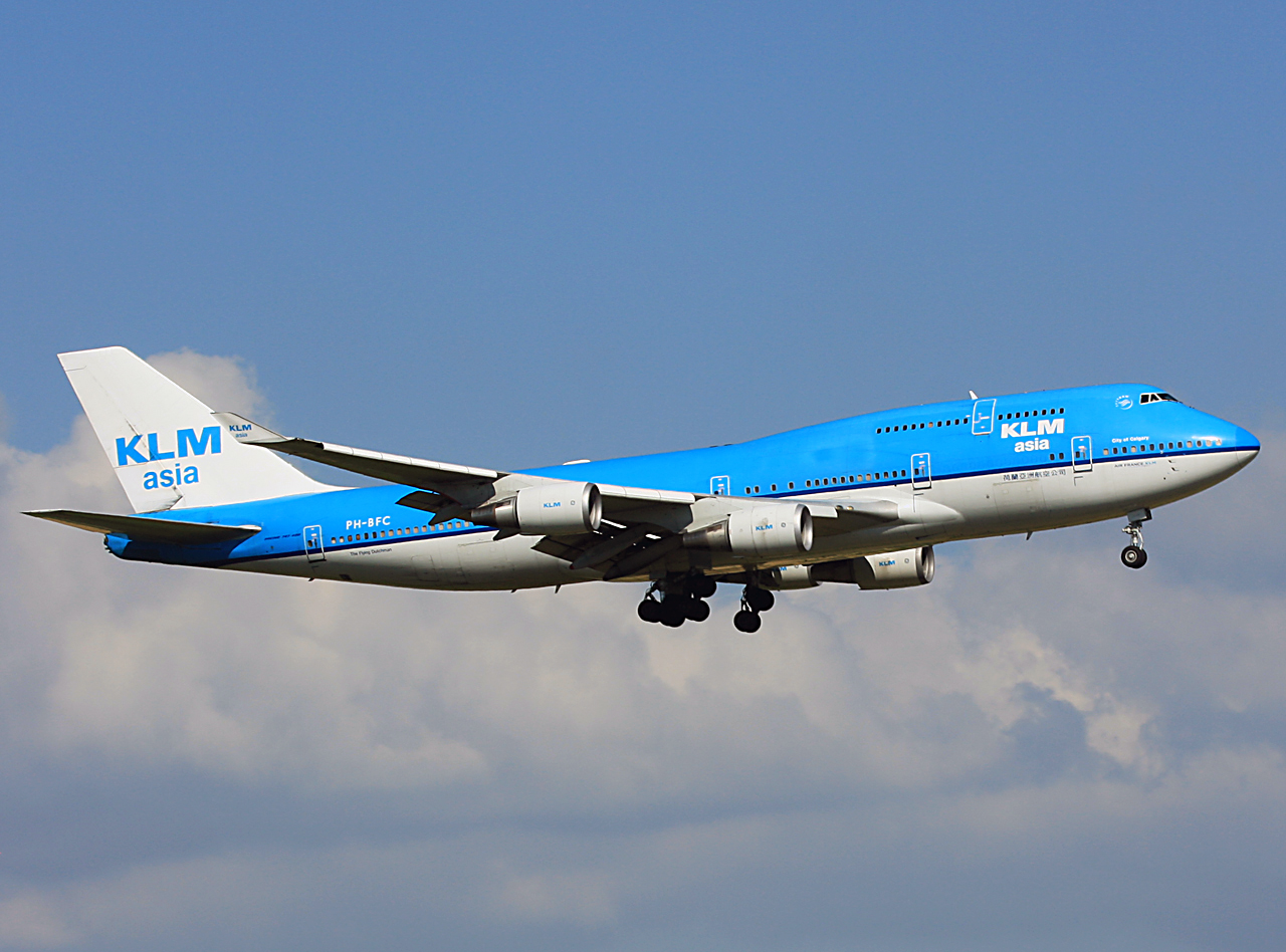 A KLM Boeing 747-400 Combi in KLM Asia livery