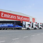 Depiction of Emirates SkyCentral truck depot ready to load goods into Emirates SkyCargo aircraft