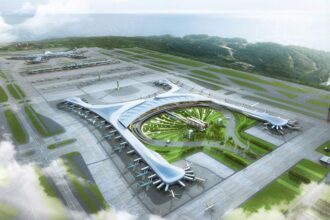 An image showing the very modern planned mega-airport city development by Ethiopian Airlines.