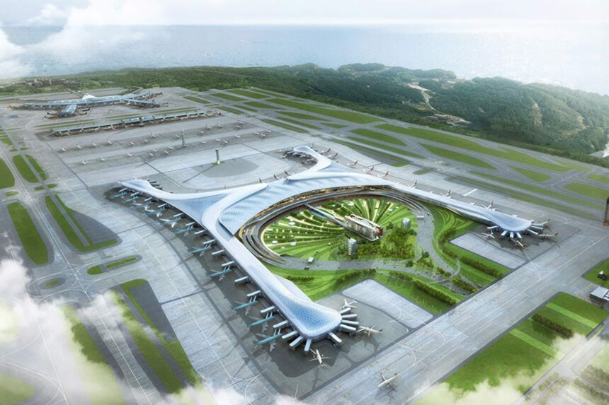 An image showing the very modern planned mega-airport city development by Ethiopian Airlines.