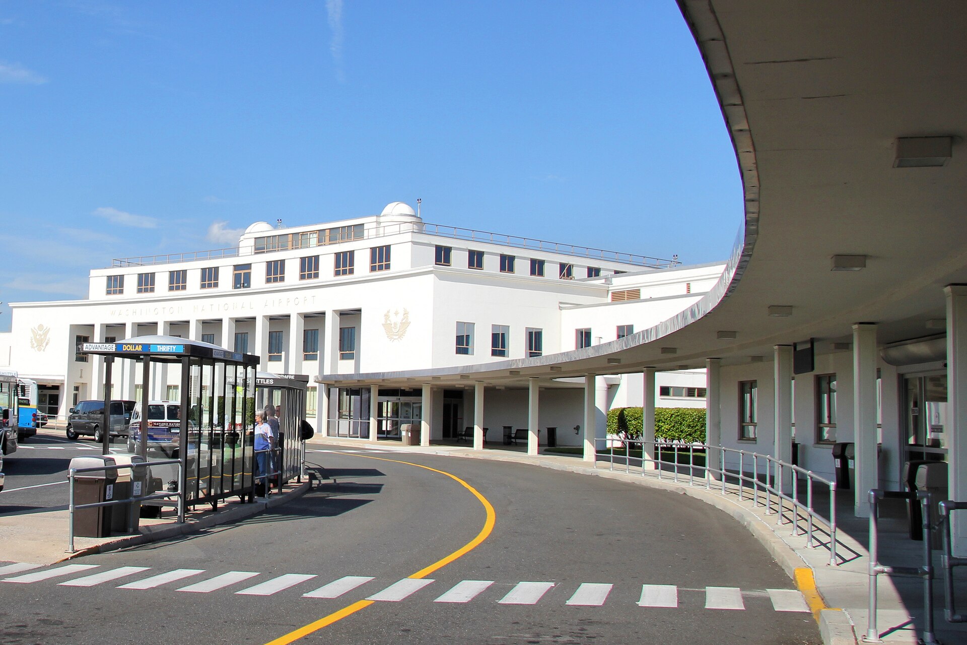 Entrance to Terminal A at Ronald Reagan Washington National Airport in Arlington County, Virginia, United States.