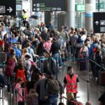 Dublin Airport - Terminal 2. Pictured long queues at the Aer Lingus Bag drop.