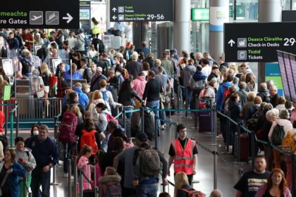 Dublin Airport - Terminal 2. Pictured long queues at the Aer Lingus Bag drop.