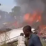 Screenshot of a video from the scene of the crash posted on X/Twitter.