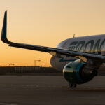 Frontier Airline aircraft on taxiway