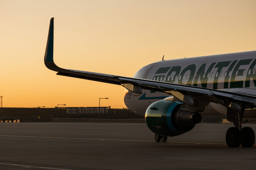 Frontier Airline aircraft on taxiway
