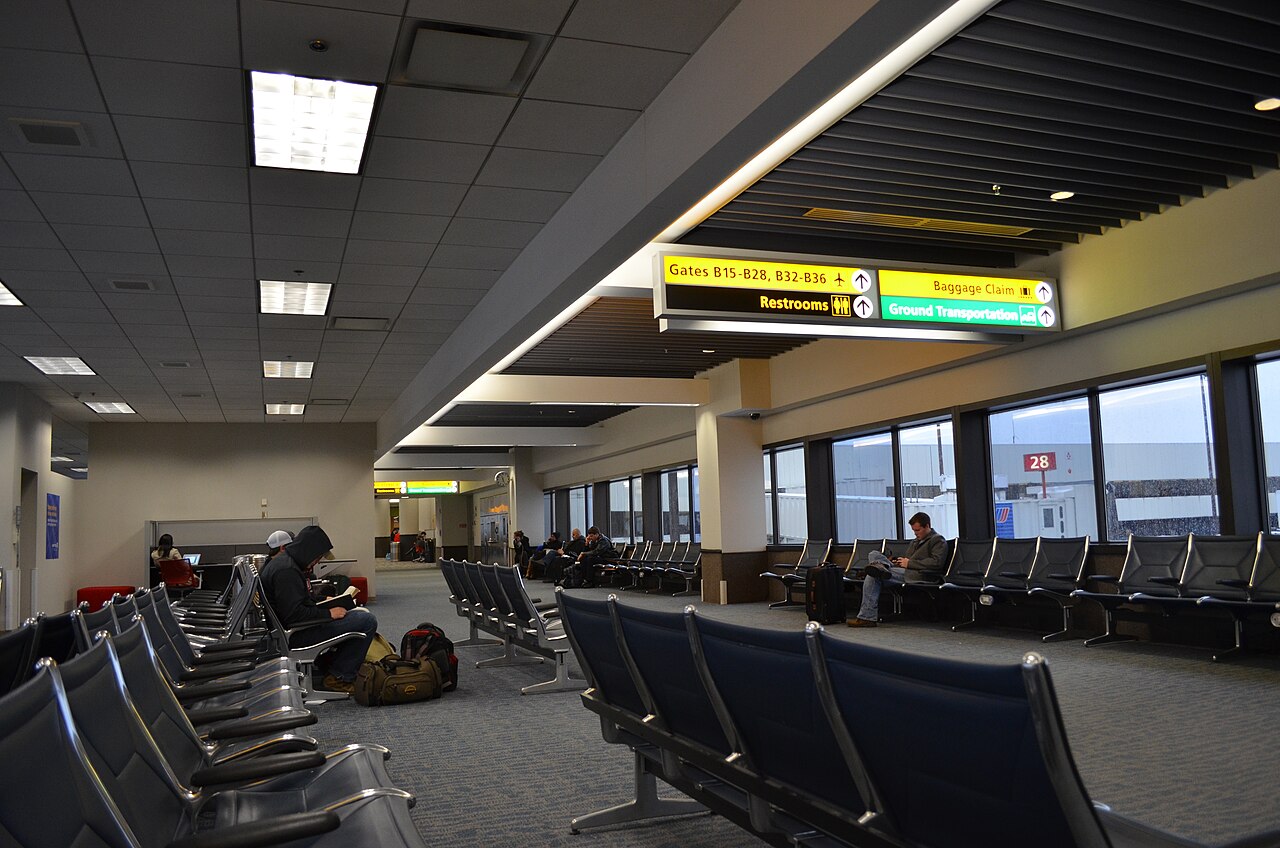 Interior of a terminal concourse at John Glenn Columbus International Airport