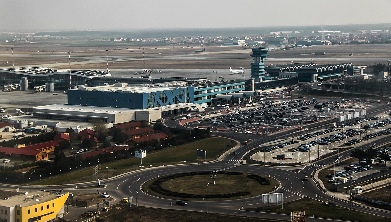 Aerial view of Henri Coandă International Airport, March 2013