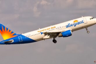 An Allegiant Air Airbus A320 taking off
