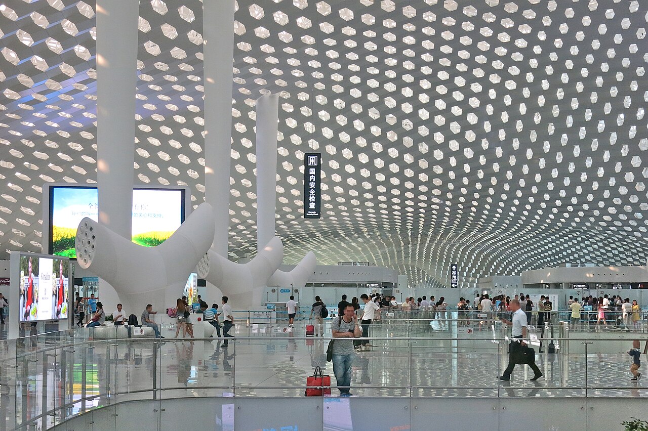 The departure hall inside Terminal 3 at Shenzhen Bao’an International Airport