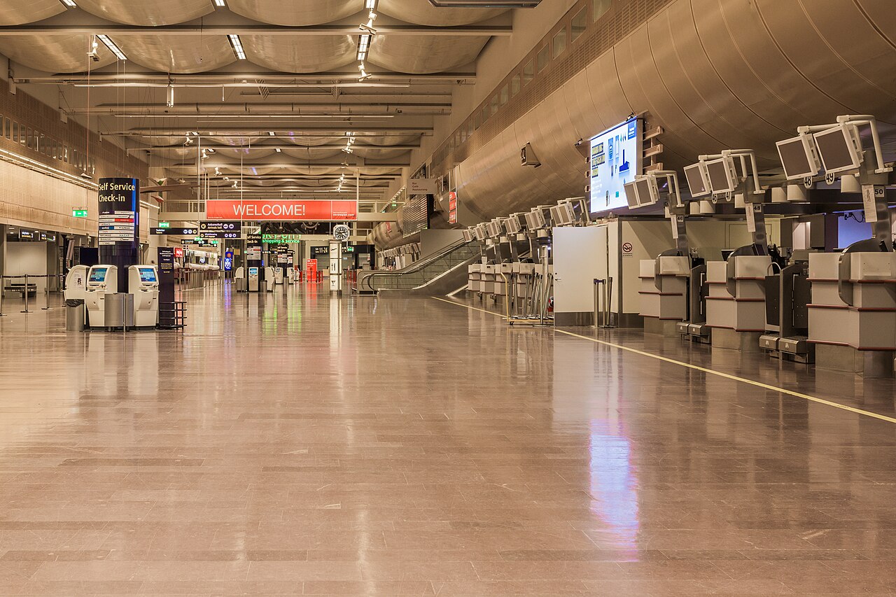 The departures hall inside Terminal 5 at Stockholm Arlanda Airport