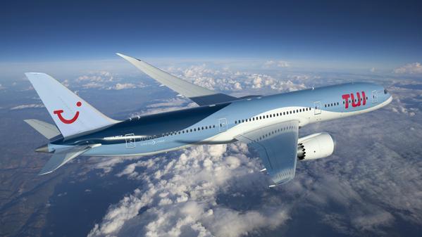 TUI Airways' Boeing 787-9 in the air.