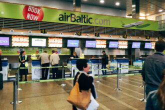 airBaltic check-in area at Riga International Airport
