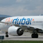 flydubai plane in an airport runway