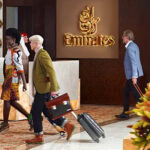 Photograph depicting the entrance to Emirates' first class lounge at Dubai International Airport.
