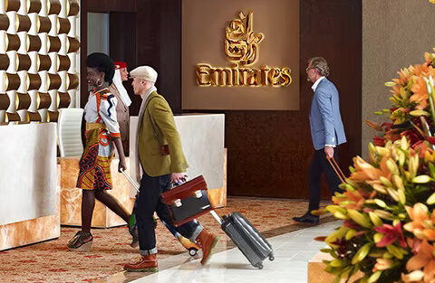 Photograph depicting the entrance to Emirates' first class lounge at Dubai International Airport.