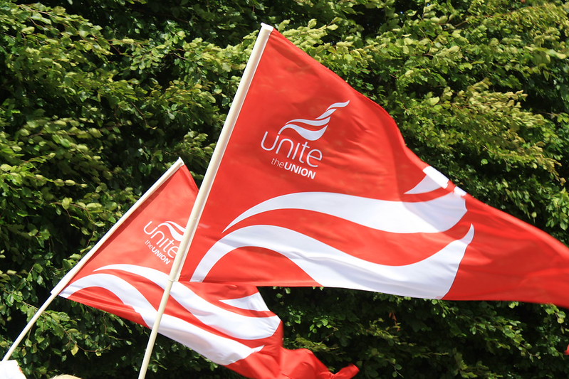 Image shows red Unite the union flags 