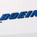 Photo of the Boeing logo on a wall