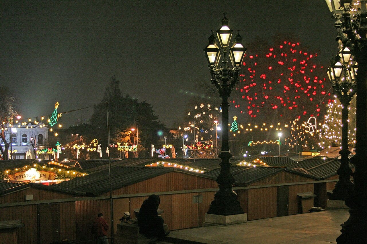 Vienna Christmas market viewed from the city hall