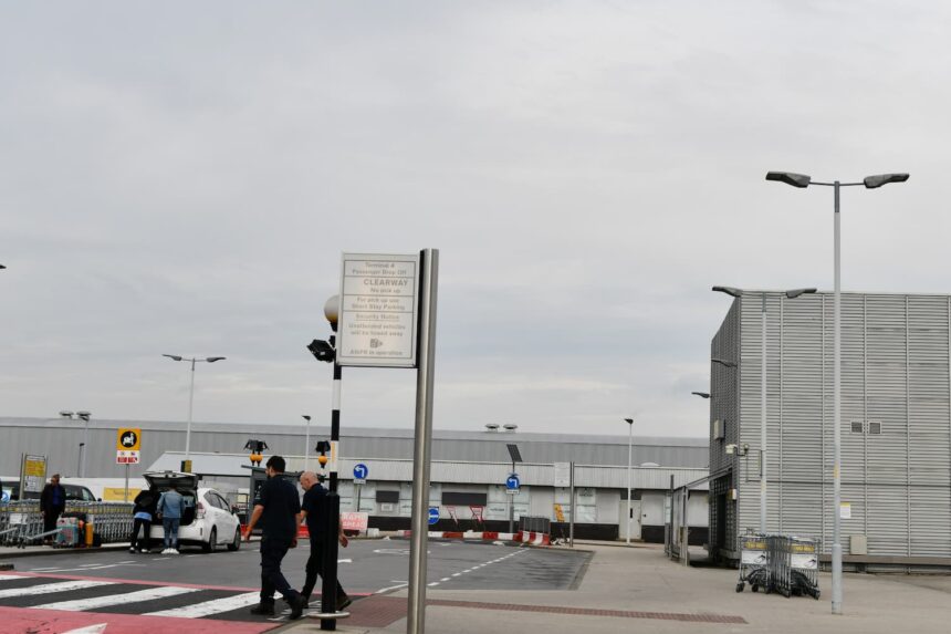 Image shows the drop off point at Heathrow terminal 4