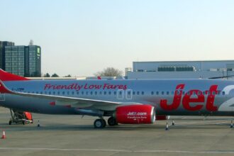 Three Jet2 Boeing 737 aircraft parked at Glasgow Airport