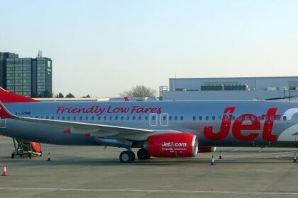 Three Jet2 Boeing 737 aircraft parked at Glasgow Airport