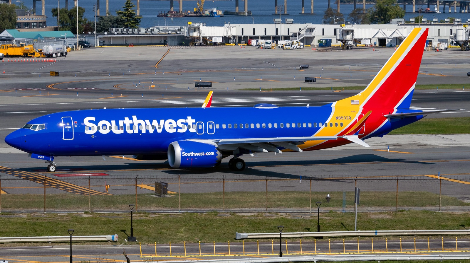 A Southwest Airlines Boeing 737-8 MAX on the ground at New York La Guardia.
