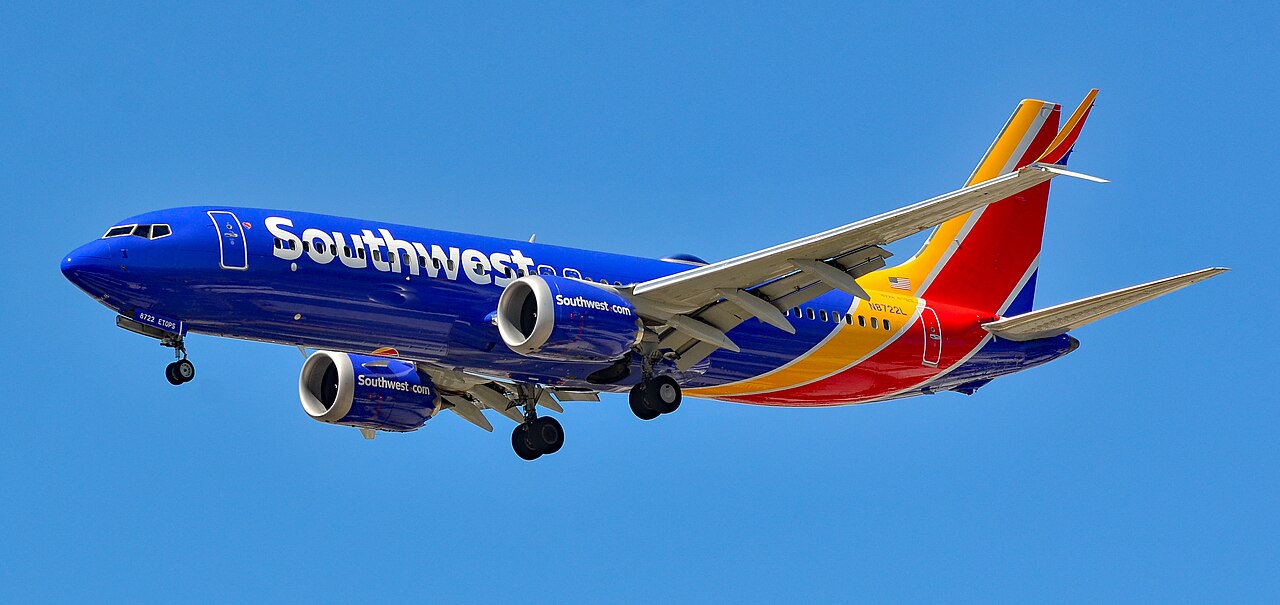 A Southwest Airlines Boeing 737 MAX 8 at Las Vegas airport