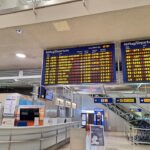 Departure information that displays in the departures hall of Nuremberg Airport