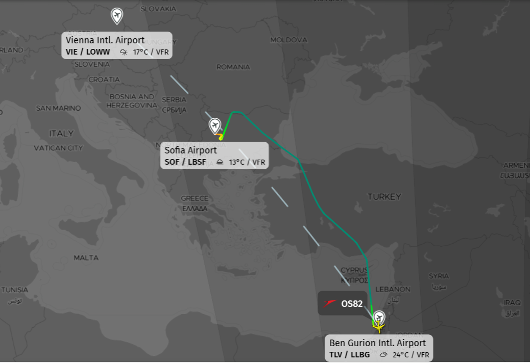 Image shows AirNav Radar data of the flight's path