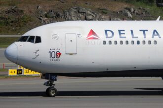 A Delta Air Lines Boeing 767-332ER spotted on the ground at Stockholm Arlanda Airport.